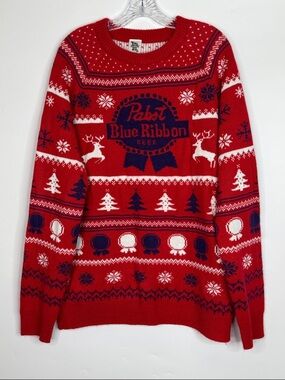 Pabst Blue Ribbon Ugly Christmas Sweater Size XL